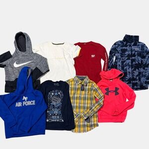 Nike Under Armour Columbia Kids Large 8pc Lot Hoodies Jacket Shirt Multicolor